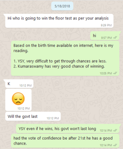 Prediction: If B.S Yeddyurappa will win the floor test in Karnataka Assembly elections 2018